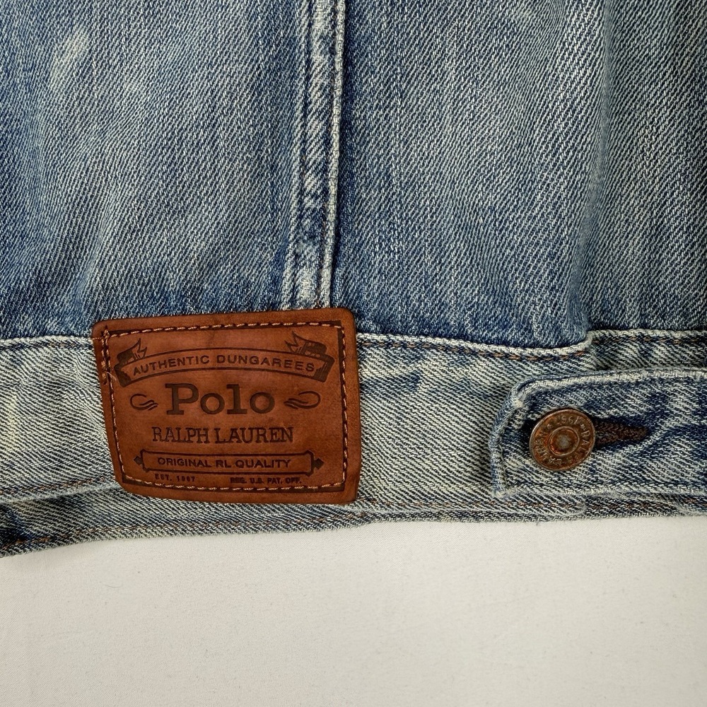 VTG 90s Polo Ralph Lauren Jean Jacket Adult (Large) Blue Denim USA Fabric - Picture 11 of 13